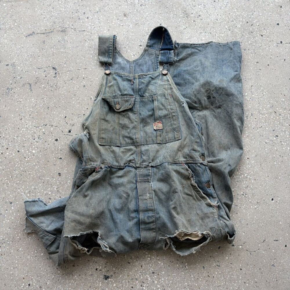 Vintage 50s Big Winston Distressed Denim Overalls 40x27
